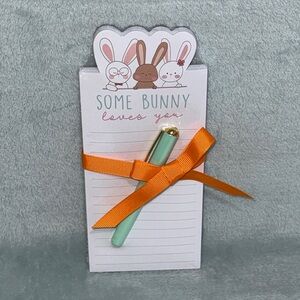 Èccolo Cute Bunny Notepad with Pen and Orange Ribbon